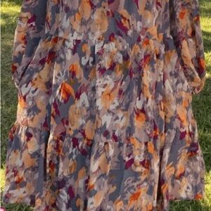 Entro Floral Long Sleeve Dress - Multicolor